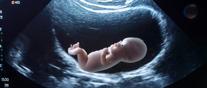 illustration of an ultrasound of a baby during third trimester. 